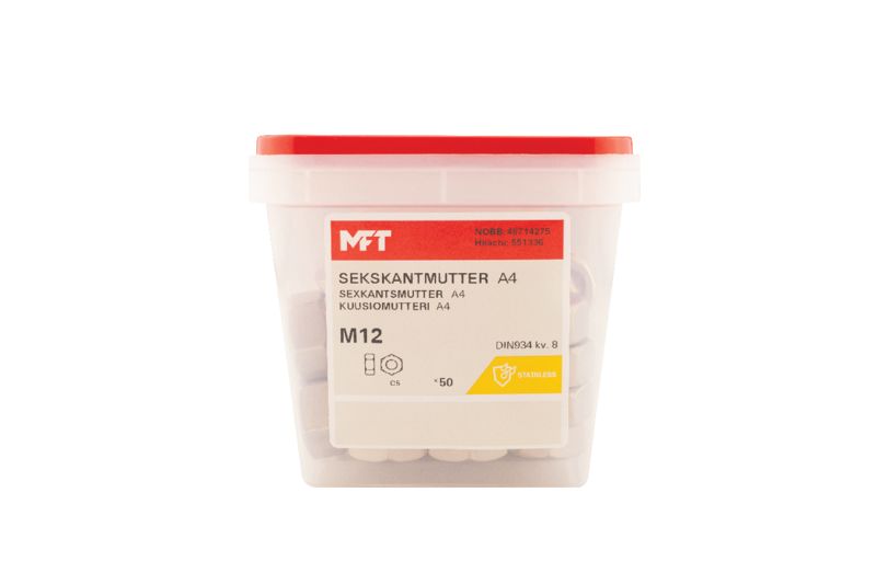 551336 Sekskantmutter A4-8 DIN934 (b)